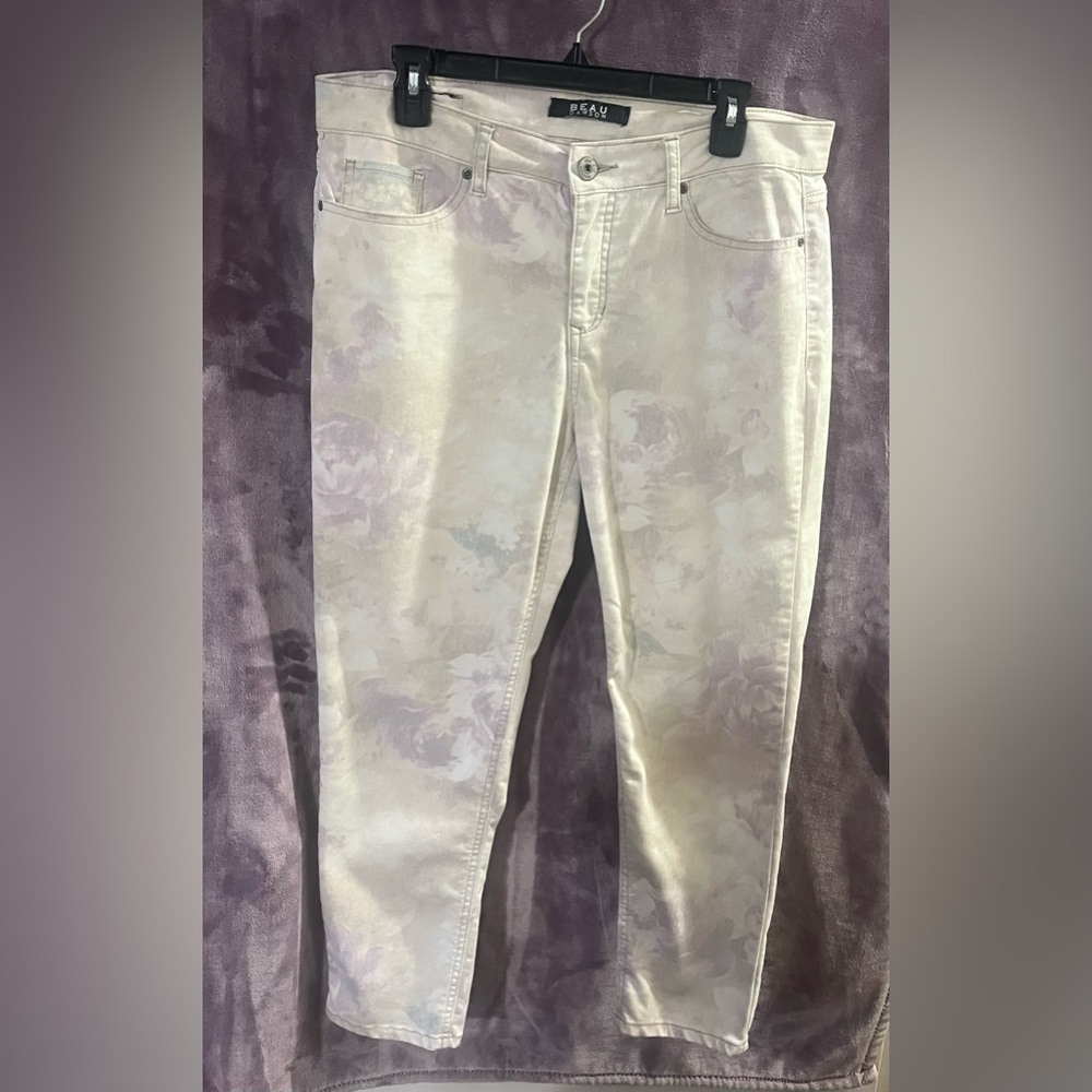 Beau Dawson Pastel Floral Straight Leg Jeans Size 14
